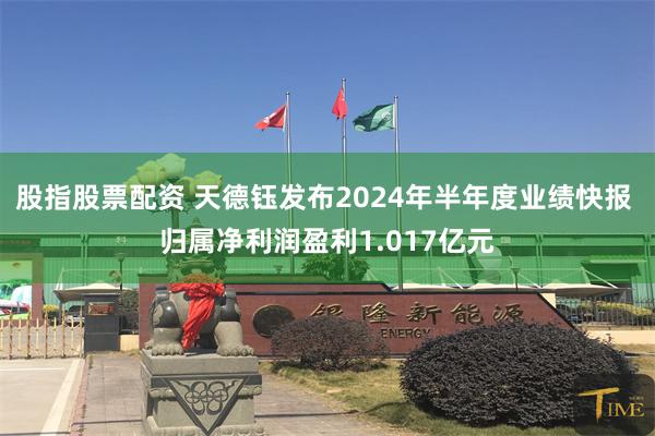 股指股票配资 天德钰发布2024年半年度业绩快报 归属净利润盈利1.017亿元