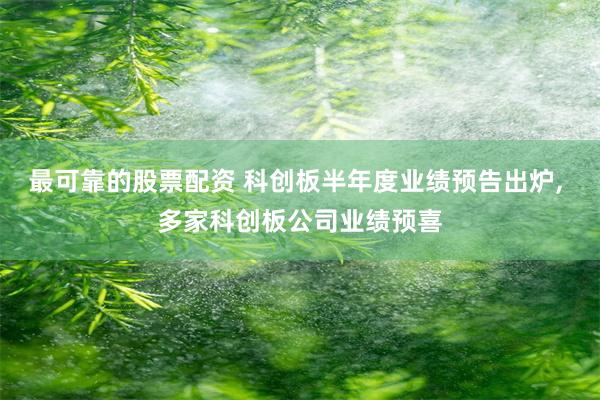 最可靠的股票配资 科创板半年度业绩预告出炉, 多家科创板公司业绩预喜