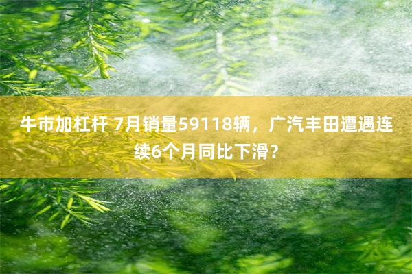 牛市加杠杆 7月销量59118辆，广汽丰田遭遇连续6个月同比下滑？