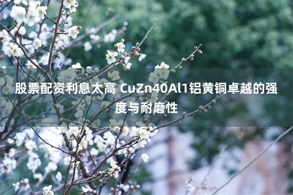 股票配资利息太高 CuZn40Al1铝黄铜卓越的强度与耐磨性