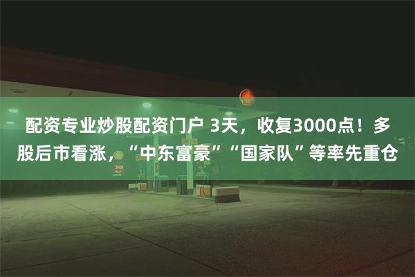 配资专业炒股配资门户 3天，收复3000点！多股后市看涨，“中东富豪”“国家队”等率先重仓