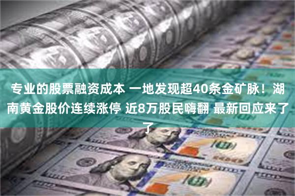 专业的股票融资成本 一地发现超40条金矿脉！湖南黄金股价连续涨停 近8万股民嗨翻 最新回应来了