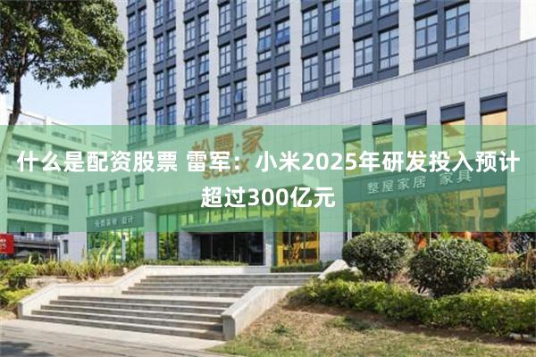 什么是配资股票 雷军：小米2025年研发投入预计超过300亿元