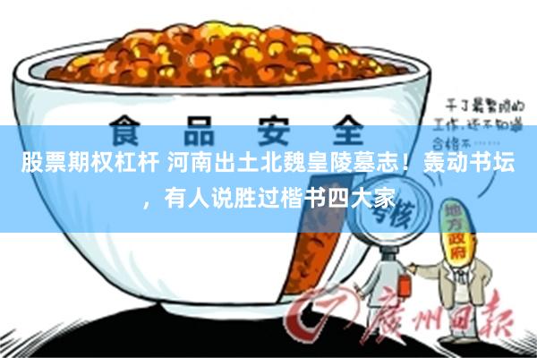 股票期权杠杆 河南出土北魏皇陵墓志！轰动书坛，有人说胜过楷书四大家